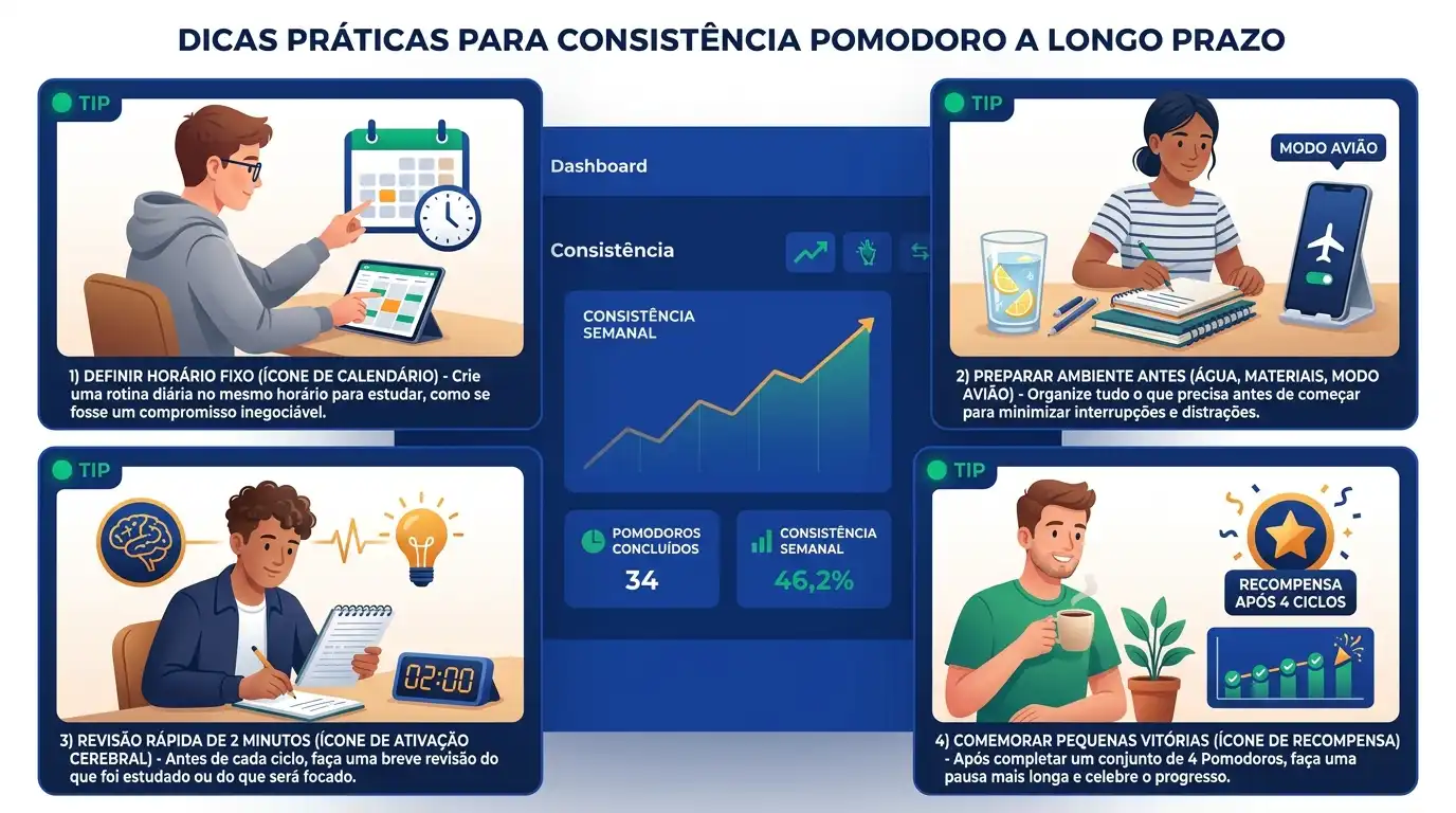 Dicas práticas para manter a consistência no método Pomodoro a longo prazo