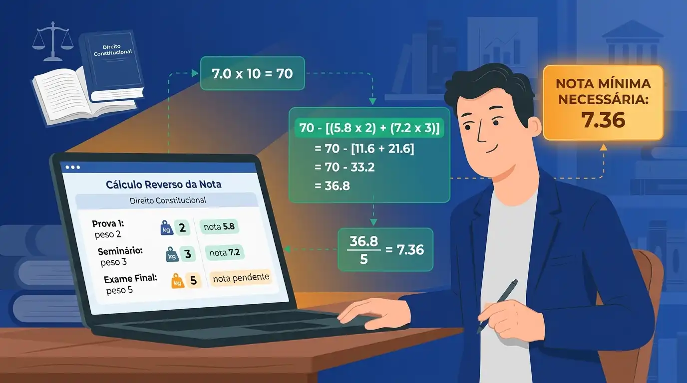 Exemplo prático de como simular sua nota com cálculo reverso