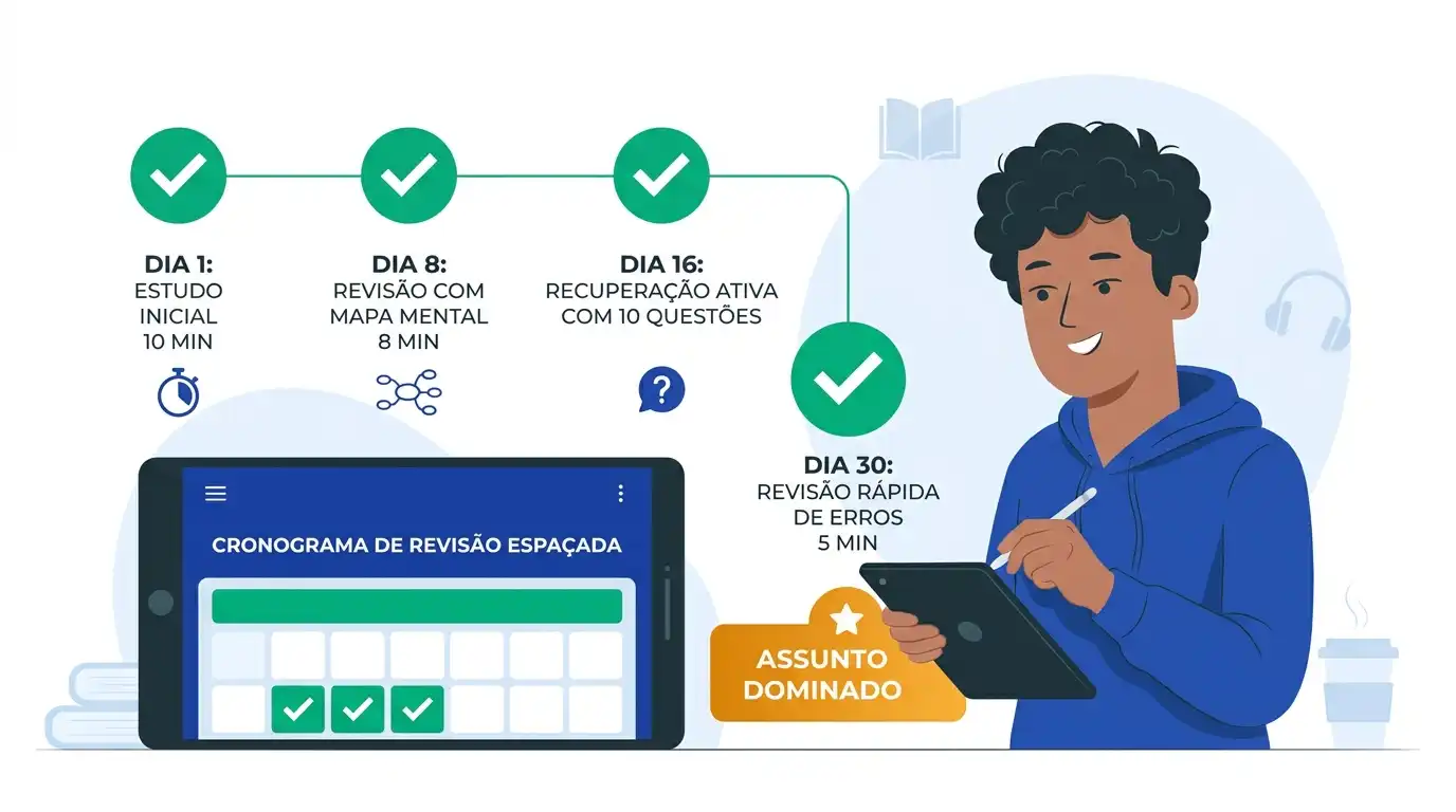 Exemplo prático de como aplicar a revisão espaçada na vida real