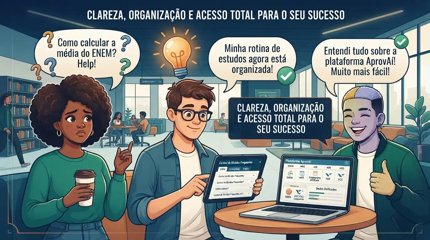 Dois universitários analisando suas rotinas enquanto tiram dúvidas na frente do computador